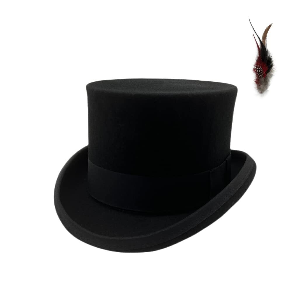 3185 Wool Top Hat Satin Lined Topper Hat Black Tophat Christmas Costume Cap